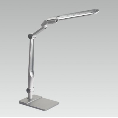 MENTOR LED 10W, CCT Stolní lampa, nastav směr svícení, těleso plast stříbrná a bílá, LED 10W, 470lm, přepín teplota CCT teplá 3000K, neutrální 4500K, denní 6300K, stmív, 230V, IP20, tř.3, 500x562mm.
