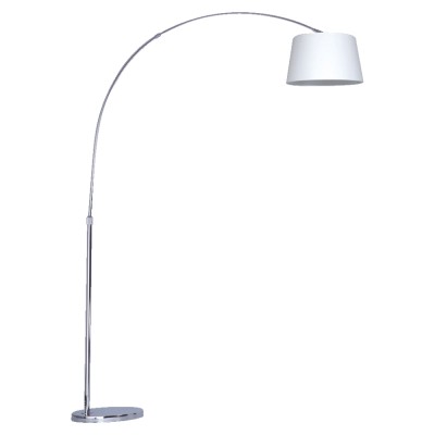 MEDIAN Stojací lampa, základna kov, povrch chrom, stínítko textil bílá, pro žárovku 1x40W, E27, 230V, IP20, tř.2, rozměry 1350x1600mm.