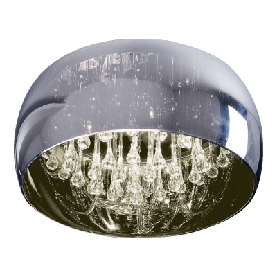 SPHERA Stropní, přisazené svítidlo, základna kov, povrch chrom, difuzor sklo 30% transparent chrom, pro žárovku 5x33W, G9, 230V, IP20, tř.2, rozměry d=400mm, h=220mm.