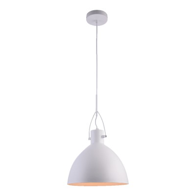 ANDROS Závěsné svítidlo, těleso kov, povrch bílá mat, pro žárovku 1x40W, E27, 230V, IP20, tř.1, rozměry d=300mm, vč závěs kabelu l=1190mm, lze zkrátit.