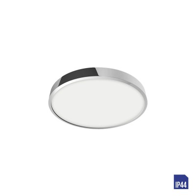 LENYS Stropní svítidlo, těleso hliník, povrch chrom lesk, difuzor plast opál, LED 6W, 650/510lm, neutrální 4000K Ra80, 230V, do koupelny IP44, tř.1, rozměry d=90mm, h=24mm