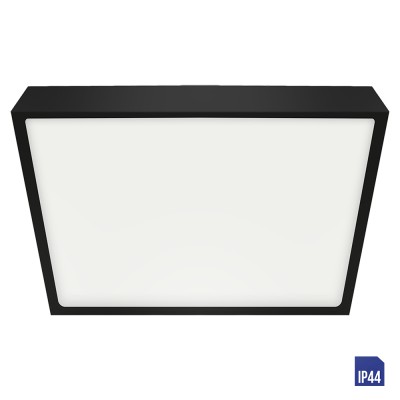 LENYS Stropní, čtvercové svítidlo, těleso hliník, povrch černá, difuzor plast opál, LED 30W, neutrální 4000K, 2750lm,  Ra80, 230V, do koupelny IP44, rozměry 280x280x24mm.