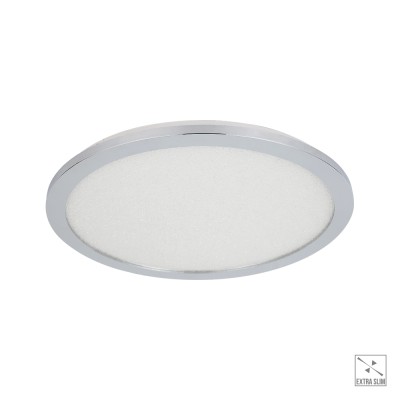 MADRAS Stropní, kruhové svítidlo, těleso kov, povrch chrom, difuzor plast opál s detailem z krystalů, LED 18W/1300lm, 24W/1800lm, neutrální 4000K, Ra80, 230V, do koupelny IP44, rozměry dle typu.