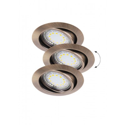 LITE SADA 3ks - Podhledové bodové svítidlo, výklopné, nastav. směr svícení, těleso kov, povrch bronz, pro žárovku 50W, GU10 ES50, 230V, IP40, tř.2, rozměry d=86mm.