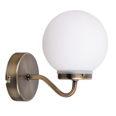 TOGO Nástěnné svítidlo, těleso kov, povrch bronz, difuzor sklo bílá, pro žárovku 1x40W, E14, 230V, do koupelny IP44, tř.1. rozměry d=130mm.