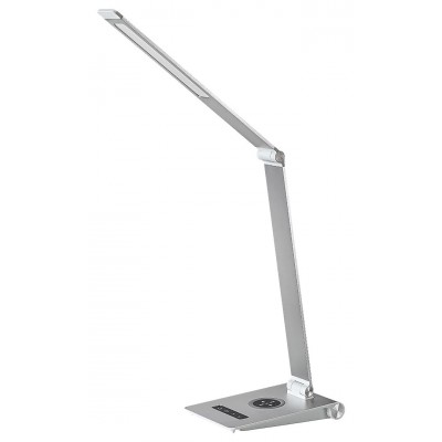 NILFGARD Stolní lampa, těleso kov stříbrná, difuzor plast opál, LED 13W, přepín. Teplota CCT teplá 2800K, denní 5000K, 890lm, dotyk stmívač, Ra80, 230V, IP20, tř.2, 135x430mm, vč. Bezdrátové nabíjení 