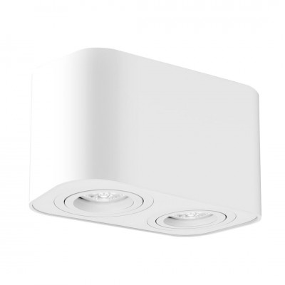 KOBALD Stropní bodové svítidlo, výklopné, nastav směr svícení, těleso kov, povrch bílá mat, pro žárovku 2x42W, GU10 ES50, 230V, IP20, tř.1, 180x105x93mm.