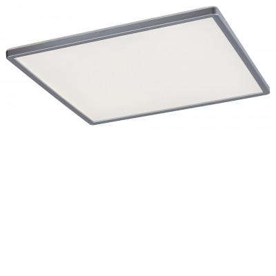 RASMUS Stropní svítidlo, čtvercové, těleso plast stříbrná, LED 22W, 2000lm, CCT nastav. Teplota teplá 3000K, neutrální 4000K, denní 6000K, stmív., RGB, 230V, IP20, tř.2, rozměry 420x420mm, h=30mm.