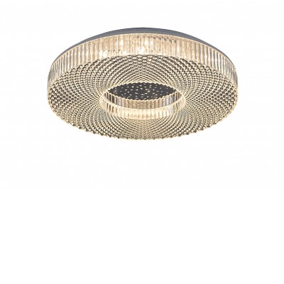 ZIVA Stropní svítidlo, základna kov, povrch chrom, krycí plast čirý, LED 36W, přepín. teplota CCT teplá 3000K, neutrální 4000K, denní 6000K, 2340lm, stmív, 230V, IP20, tř.1, d=400mm, h=83mm.