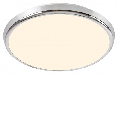 BALTHASAR Stropní svítidlo, základna kov, povrch chrom, difuzor plast opál, LED 18W, dálk. ovl. nast teplota CCT teplá 3000K - denní 6500K, 1600lm, stmív, RGB, 230V, IP44, tř.2, d=300mm, h=45mm