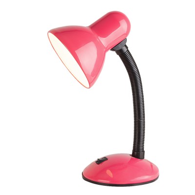 DYLAN Stolní lampa, flexibilní rameno, husí krk, základna kov, stínítko kov, povrch lak růžová lesk, pro žárovku 1x40W, E27, 230V, IP20, tř.1. rozměry d=230mm h=345mm