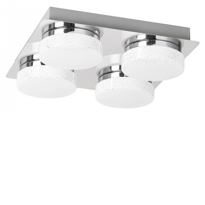 HILARY stropní svítidlo 4×5W Stropní svítidlo, těleso kov, povrch chrom lesk, difusor plast opál, efekt noční oblohy, LED 4×5W, 1600lm, neutrální 4000K, 230V, IP20, tř.1, rozměry 280x280mm
