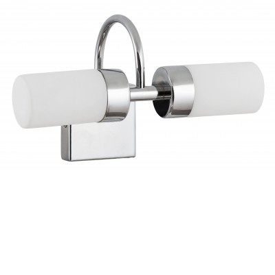 BETTY nástěnné svítidlo 2×4W Nástěnné svítidlo, těleso kov, povrch chrom lesk, difusor sklo opál, LED 2×4W, 785lm, neutrální 4000K, 230V, IP44, tř.1. rozměry l=260mm, h=160mm
