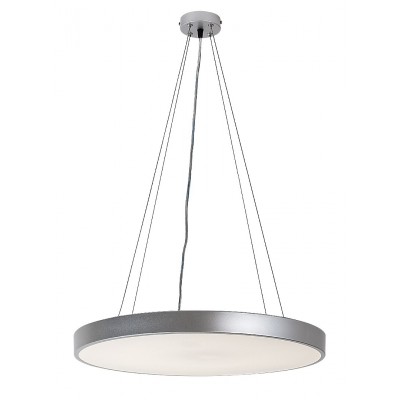 TESIA Závěsné svítidlo, těleso kov, povrch stříbrná, difuzor plast opál, LED 36W, teplá 3000K, 2000lm, 230V, IP20, tř.1, rozměry d=400mm, vč závěs lanka l=1200mm, lze zkrátit.