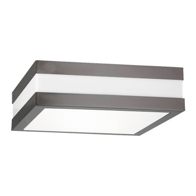 STUTTGART Stropní svítidlo,základna kov, povrch chrom mat, difuzor plast opál, pro žárovku 2x11W, E27, 230V, do koupelny IP44, tř.1. rozměry 285x285x85mm