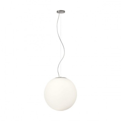 OLA Závěsné svítidlo, základna kov, povrch chrom broušený, difuzor sklo opál, pro žárovku 1x42W, E27, 230V, IP20, difuzor d=500 mm,vč lankového závěsu l=1300mm, lze zkrátit