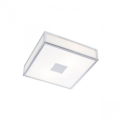 EGO Stropní, přisazené svítidlo, základna kov, povrch chrom, difuzor sklo opál, LED 16W, 1120lm, teplá 3000K, 230V, do koupelny IP44, tř.1, rozměry 280x280x95mm