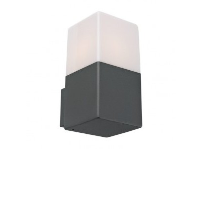 TOGO Venkovní nástěnné svítidlo, těleso hliník, povrch šedočerná, difuzor polykarbonát bílá opál, pro žárovku 1x15W E27, 230V, IP44, tř.1, rozměry 85x169x110mm