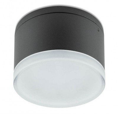 AKRON Stropní přisazené venkovní svítidlo, těleso kov, povrch tmavě šedá, difuzor plast opál, LED 9W, 882lm, teplá 3000K, Ra80, 230V, IP54, tř.1, rozměry d=108mm, h=75mm.