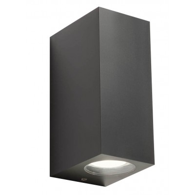 PUNTA Nástěnné venkovní bodové svítidlo, těleso plast, povrch černá antracit, kryt plast, pro žárovku 2x7W, GU10 ES50, 230V, IP44, tř.1. rozměry 70x160x92mm svítí nahoru/dolů