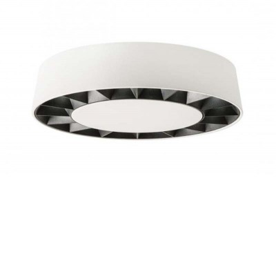 OKU Stropní venkovní svítidlo, těleso hliník, povrch bílá/tmavě šedá, krycí plast čirý, LED 12W, teplá 3000K, 956lm, Ra80, 230V, IP65, rozměry d=176mm, h=40mm.