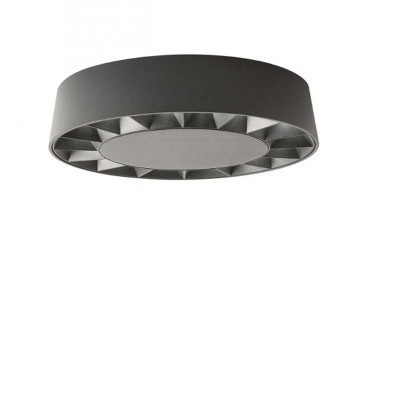 OKU Stropní venkovní svítidlo, těleso hliník, povrch tmavě šedá, krycí plast čirý, LED 12W, teplá 3000K, 956lm, Ra80, 230V, IP65, rozměry d=176mm, h=40mm.
