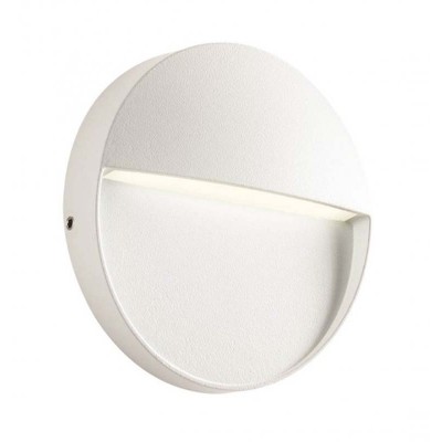 LANDER Nástěnné venkovní svítidlo, těleso hliník, povrch bílá mat, krycí plast čirý, LED 6W, teplá 3000K, 275lm, Ra80, 230V, IP54, tř.1, rozměry d=160mm, h=22mm, svítí dolů.