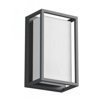 QUADRIS Nástěnné venkovní svítidlo, těleso hliník, povrch tmavě šedá, difuzor plast opál, LED 12W, teplá 3000K, 902lm, 230V, IP54, tř.1, rozměry 145x240x100mm.