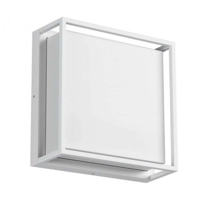 QUADRIS Nástěnné venkovní svítidlo, těleso hliník, povrch bílá mat, difuzor plast opál, LED 24W, teplá 3000K, 1725lm, 230V, IP54, tř.1, rozměry 250x250x100mm.