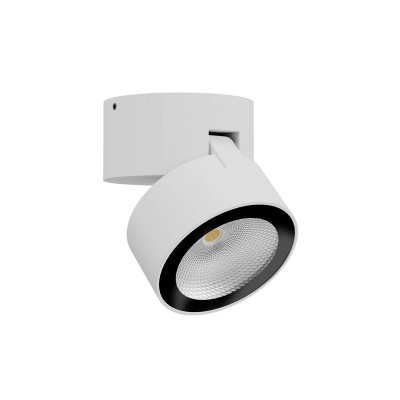 SHAFT Stropní bodové venkovní svítidlo, výklopné, těleso hliník, povrch bílá mat, krycí sklo čiré, LED 13W, 990lm, teplá 3000K, vyzař. úhel 63°, Ra80, 230V, IP65, tř.1, rozměry d=90mm, h=90mm.