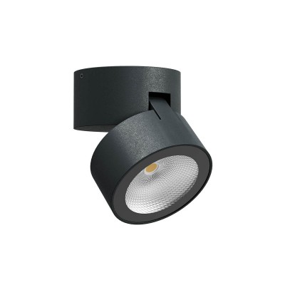 SHAFT Stropní bodové venkovní svítidlo, výklopné, těleso hliník, povrch tm. šedá, krycí sklo čiré, LED 13W, 990lm, teplá 3000K, vyzař. úhel 63°, Ra80, 230V, IP65, tř.1, rozměry d=90mm, h=90mm.