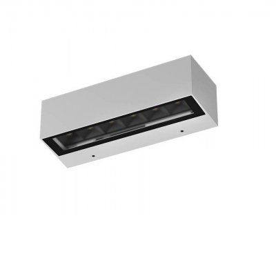 AROOS Nástěnné venkovní svítidlo, těleso hliník, povrch bílá mat,  krycí sklo čiré, LED 14,5W, 924lm, teplá 3000K, vyzař. úhel 72°, Ra80, 230V, IP65, tř.1, rozměry 380x60x75mm, svítí dolů.