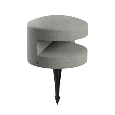 CLIFF Sloupkové svítidlo, těleso beton, barva tm. šedá, dif sklo opál, LED 15W, 396lm, teplá 2700K, vyzař. úhel 180°, Ra90, 24V, IP65, tř.3, rozměry d=250mm, h=185mm, vč. bodce do záhonu.