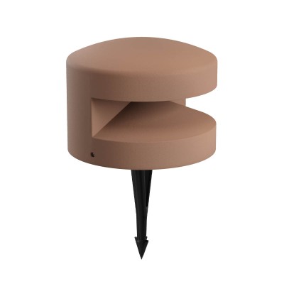 CLIFF Sloupkové svítidlo, těleso beton, barva hliněná, dif sklo opál, LED 15W, 405lm, teplá 3000K, vyzař. úhel 180°, Ra90, 24V, IP65, tř.3, rozměry d=250mm, h=185mm, vč. bodce do záhonu.
