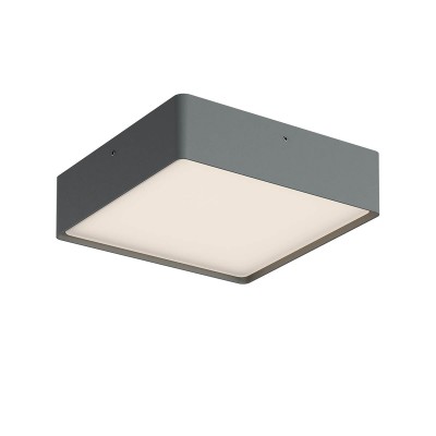NOX Stropní venkovní svítidlo, těleso hliník, povrch tm. šedá, dif plast opál, LED 29,5W, 2663lm-2803lm, přepín CCT teplá 2700K-3000K, vyzař úhel 114°, Ra80, 230V, IP65, tř.1, rozměry 270x60x270mm.