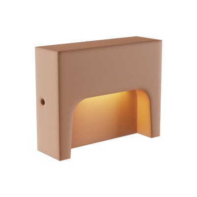 SASHI Nástěnné venkovní svítidlo, těleso beton, povrch hliněná, dif sklo opál, LED 6W, 305lm, teplá 2700K, Ra80, 230V, IP65, tř.1, rozměry 150x120x46mm, svítí dolů.