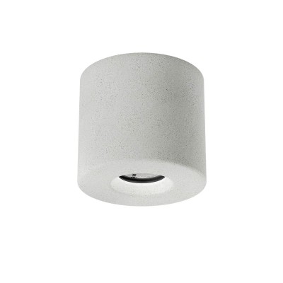 FUNN Stropní bodové venkovní svítidlo, těleso beton, povrch slonová kost, krycí sklo čiré, LED 9W, 605lm, teplá 2700K, vyzař. úhel 38°, Ra80, 230V, IP65, tř.1, rozměry d=120mm, h=106mm.