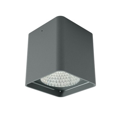 XIA Stropní bodové venkovní svítidlo, těleso hliník, povrch bílá mat/tm. šedá, krycí sklo čiré, LED 19W, teplá 3000K/1430lm, neutrální 4000K/1502lm, stmív. TRIAC, vyzař. úhel 40°, Ra80, 230V, IP65, tř.1, rozměry 95x107x95mm.
