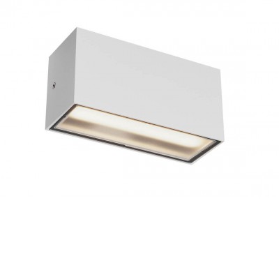 LIMAS Nástěnné venkovní svítidlo, hliník, bílá mat, dif sklo opál, LED 20W, 1528lm-1608lm, přepín CCT teplá 2700K-3000K, stmív. DALI, vyzař úhel 100°, Ra80, 230V, IP65, tř.1, 300x84x110mm, svítí dolů.