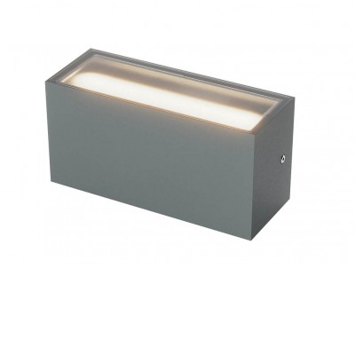 LIMAS Nástěnné venkovní svítidlo, těleso hliník, povrch tm. šedá, dif sklo opál, LED 40W, 2765lm-1940lm, přepín CCT teplá 2700K-3000K, vyz úhel 100°, Ra80, 230V, IP65, tř.1, 300x84x110mm, svítí nahoru/dolů