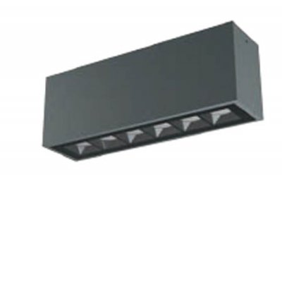 AROOS Stropní přisazené venkovní svítidlo, těleso hliník, povrch tm. šedá, krycí sklo čiré, LED 15W, 1120lm, teplá 2700K, stmív. DALI, vyzař. úhel 38°, Ra80, 230V, IP65, tř.1, rozměry 265x95x69mm.