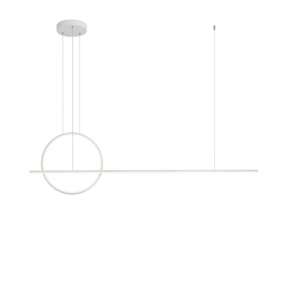 GIOTTO Závěsné svítidlo, těleso hliník, povrch bílá mat, difuzor plast opál, LED 49W, neutrální 4000K, 3928lm, Ra80, stmív., 230V, IP20, rozměry d=200mm, 1430x100x40mm, vč.záv.kabelu, lze zkrátit