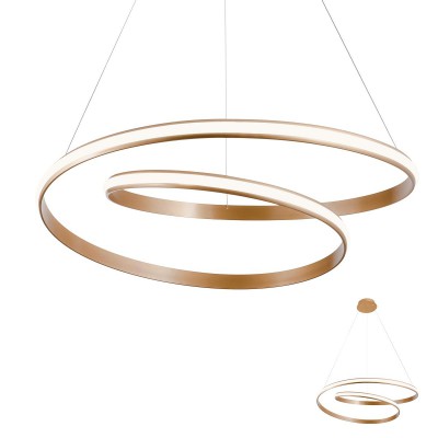TORSION Závěsné svítidlo, hliník, povrch bronz mat, difuzor silikon, opál, LED 1x40W, teplá 3000K, 4400lm/3360lm, Ra80, stmív 3x vyp/zap vypínačem, 230V, IP20, tř.2, d=740mm, vč. závěsu=1200mm, lze zkrátit