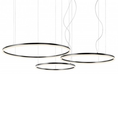 ORBIT Závěsné svítidlo, 3x prstenec, hliník, černá, difuzor plast opál, LED 42W+55W+66W ,17714/12507lm, teplá 3000K, Ra80, stmív. DALI, 230V, IP20,  d=2400mm, vč.záv.kabelu h=2000mm, lze zkrátit