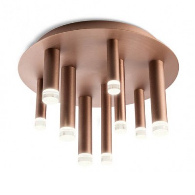 MADISON Stropní svítidlo, těleso kov, povrch měděná, difuzor plast, LED 36W, teplá 3000K, 2448lm, Ra80, 230V, IP20, tř.2, rozměry d=300mm, h=236mm.