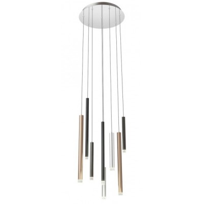 MADISON Závěsné svítidlo, základna kov, povrch chrom, trubice hliník, hnědá, měděná a černá, dif plast, LED 32W, teplá 3000K, 2176lm, Ra80, 230V, IP20, d=350mm, vč. záv. kabelu h=2500mm, lze zkrátit.
