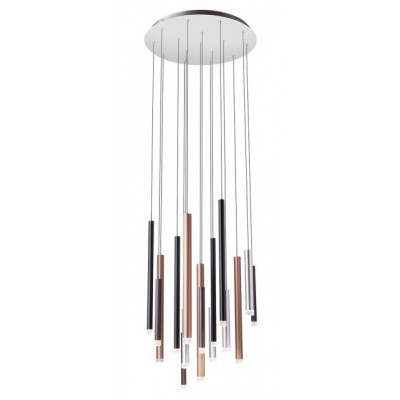 MADISON Závěsné svítidlo, základna kov, povrch chrom, trubice hliník, hnědá, měděná a černá, dif plast, LED 64W, teplá 3000K, 4352lm, Ra80, 230V, IP20, d=550mm, vč. záv. kabelu h=3000mm, lze zkrátit.