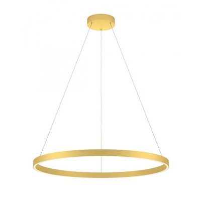FEBE Závěsné svítidlo, těleso kov, povrch zlatá mat, LED 62W, teplá 3000K, 4030lm, stmív. STEP, Ra80, 230V, IP20, tř.1, rozměry d=1000mm, vč závěs lanka l=2000mm, lze zkrátit.
