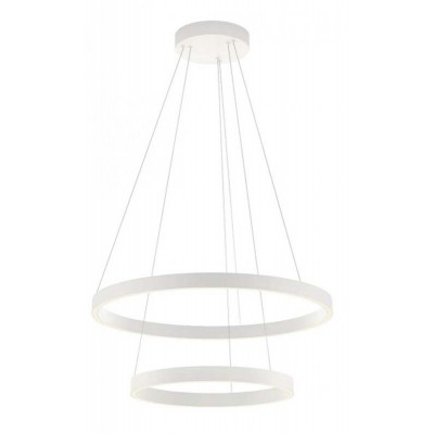 FEBE Závěsné svítidlo, těleso kov, povrch bílá mat, LED 62W, neutrální 4000K, 4216lm, stmív. STEP, Ra80, 230V, IP20, tř.1, rozměry d=600+400mm, vč závěs lanka l=2000mm, lze zkrátit.