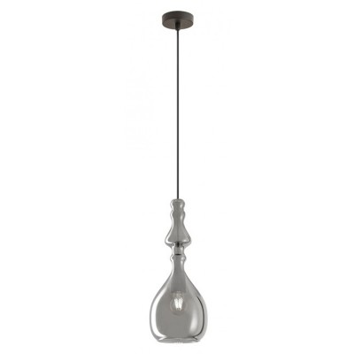 AMBIX Závěsné svítidlo, základna kov, povrch černá mat, stínítko sklo kouřová, pro žárovku 1x42W, E27, 230V, IP20, tř.1, rozměry d=180mm, h=450mm, vč závěs kabelu l=1200mm, lze zkrátit.